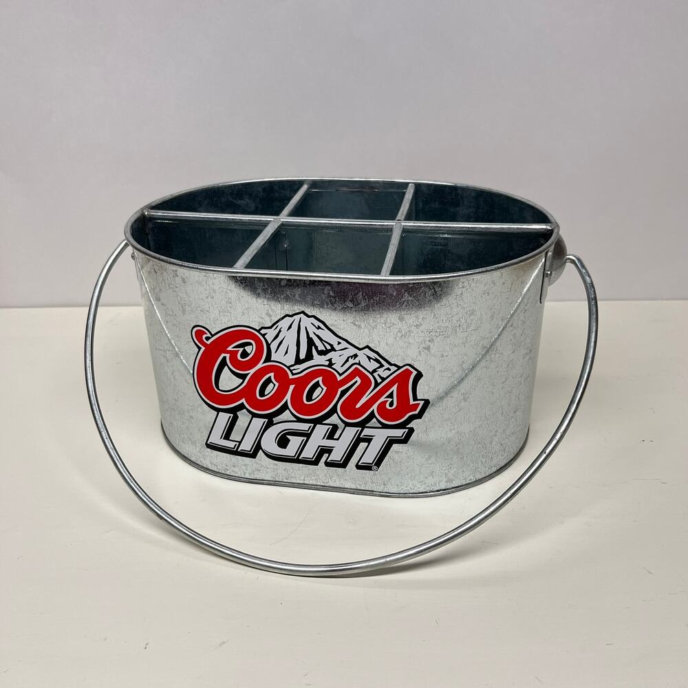 Coors Light Metal Galvanized Bucket with Divider